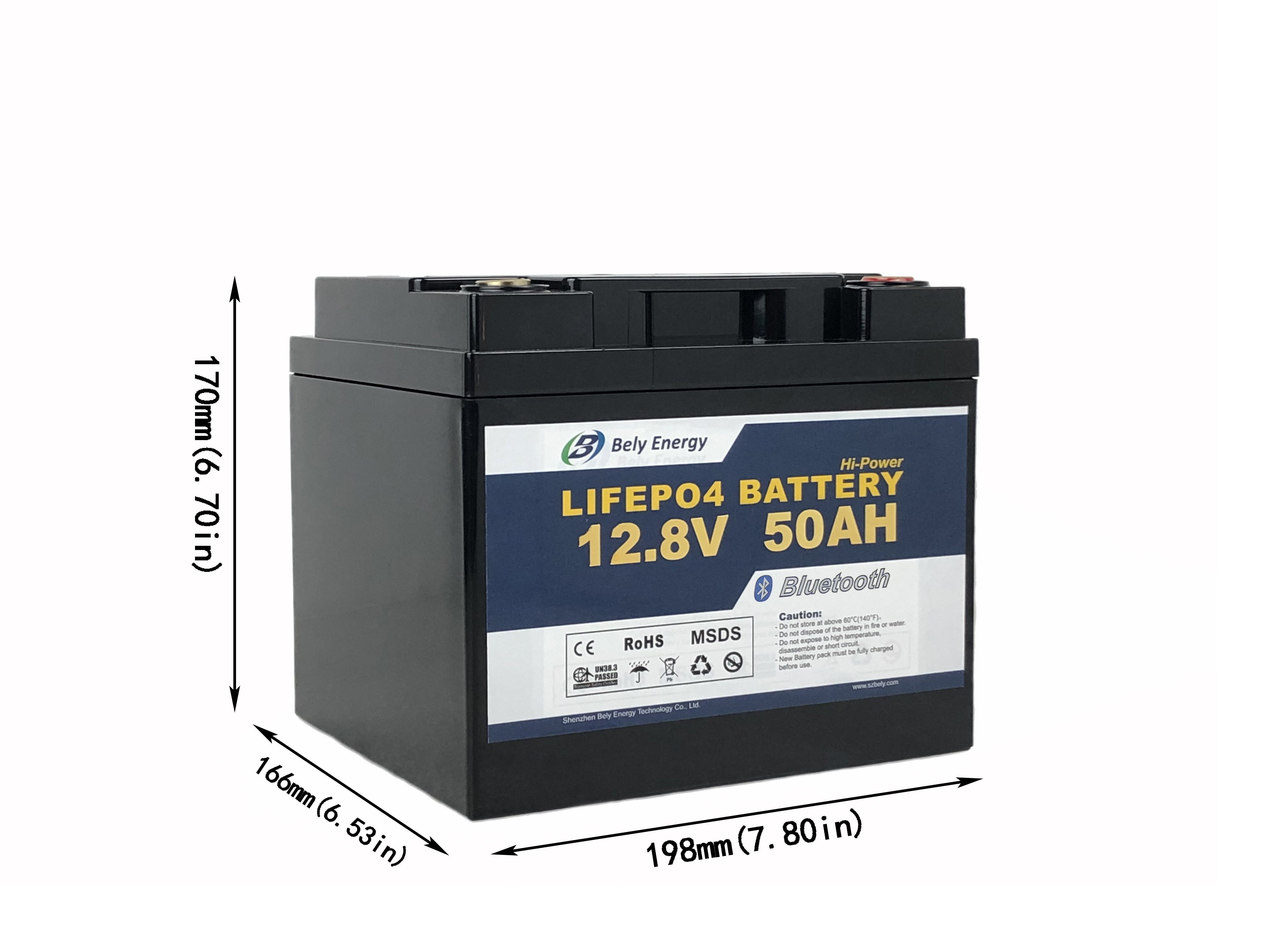 BMS Bluetooth 4.0 12V LiFePo4 Battery 50 Amp Hour Lithium Ion Battery