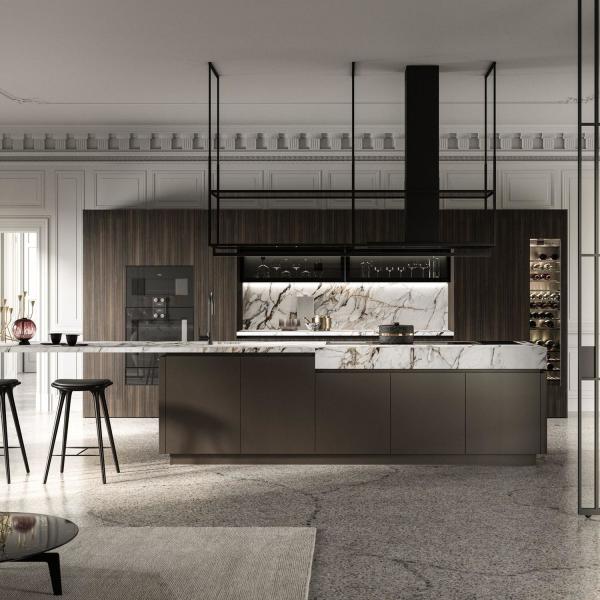 Villa Project Standard Full Wood Veneer Cuisine Luxury Smart Solid Wood Kitchen