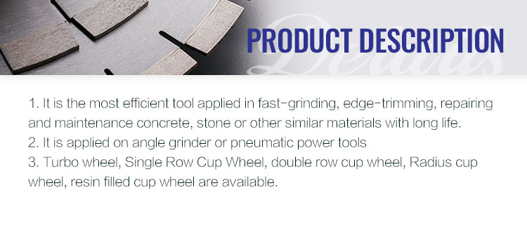 Professional Cup Wheel Diamond Grinding Wheel for Profiling Stone Slabs and Tiles