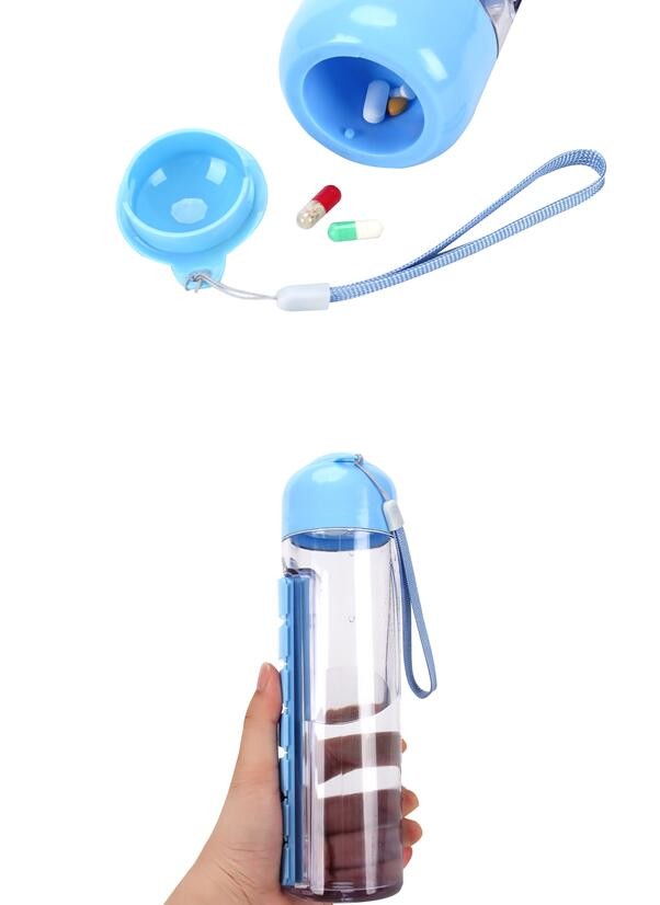 Portable Creative style foldable travel plastic cup with pill case, Random color creative travel cup with pill case for