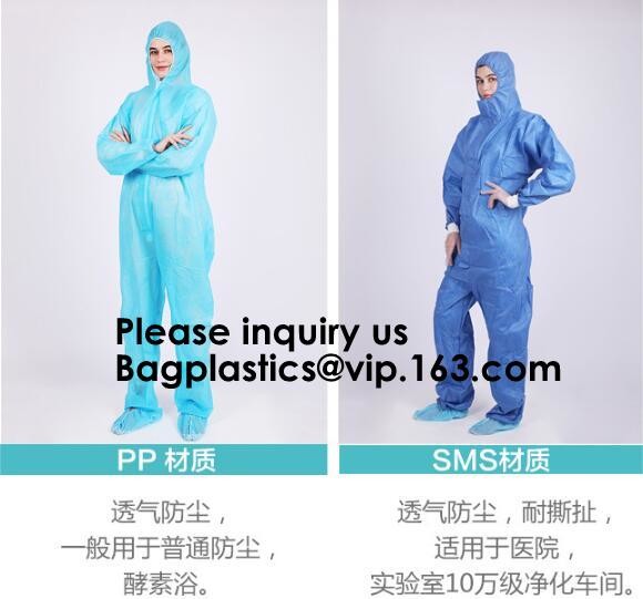 Boot, Hood, Elastic Cuffs, Ankles, Waist. Heavy-Duty Protective Coveralls. Unisex Disposable Workwear for cleaning servi