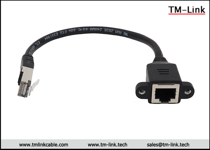 FTP panel mount RJ45 male to female shielded extension network patch cable