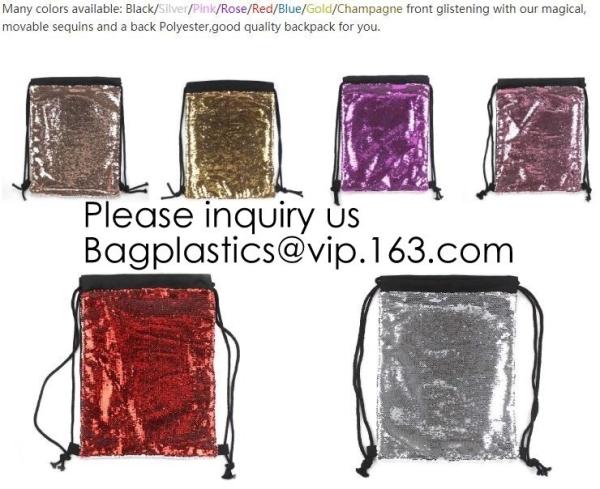 Fashion Bling Sublimation Strapping Sequin Drawstring Backpack Bag,Glitter