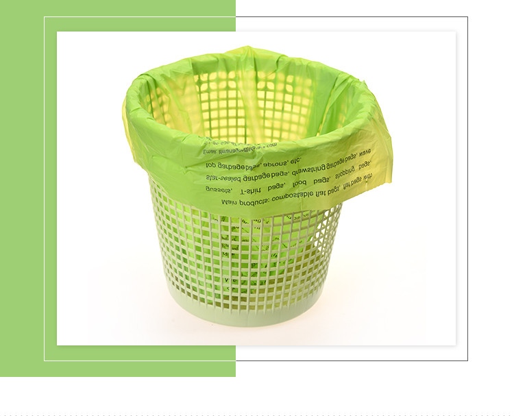 Green Garbage Bags made from Modified Corn Starch for Domestic Flat top T-shirt Roll