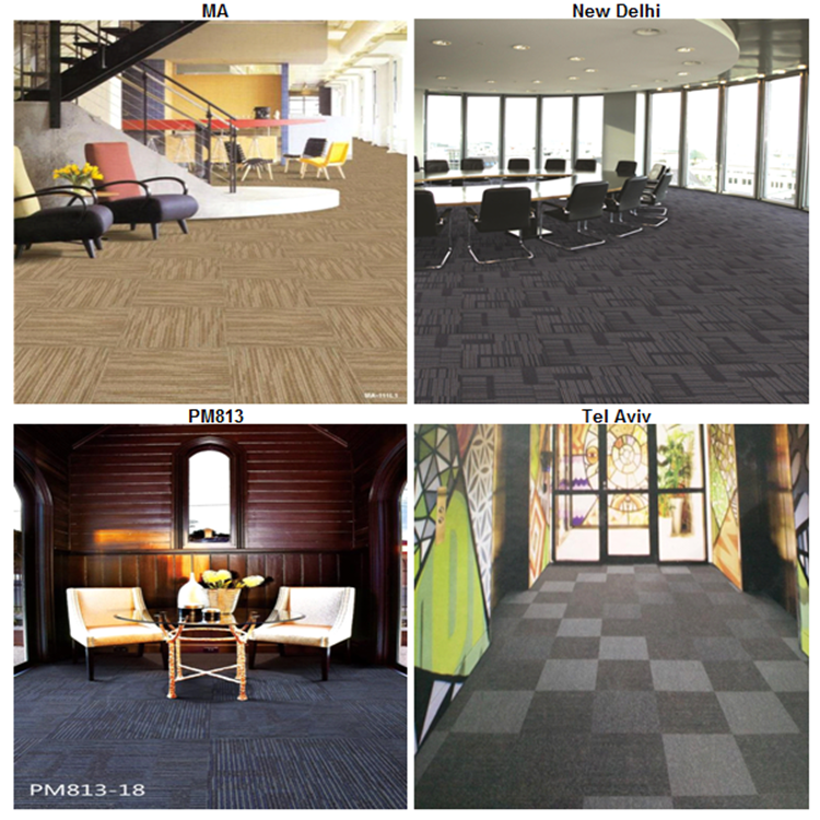 Green rib pattern polypropylene carpet tile with free sample