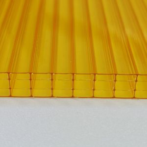 Yellow 10mm Four Layer Polycarbonate Hollow Sheet Ultimate Combination Of