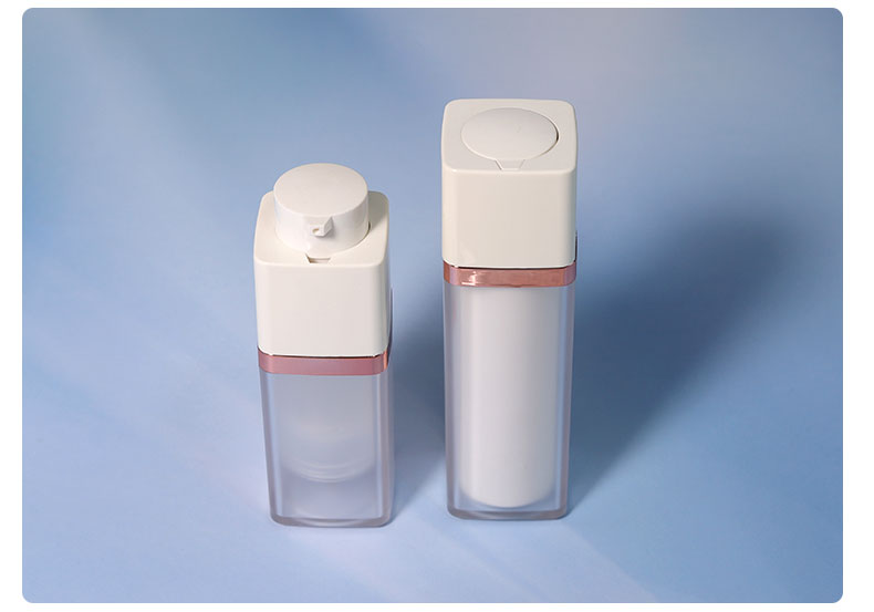 15ml 30ml Airless Pump Bottles 1oz Square Cosmetic Bottle With Pump Sprayer And Rotating Lock Design