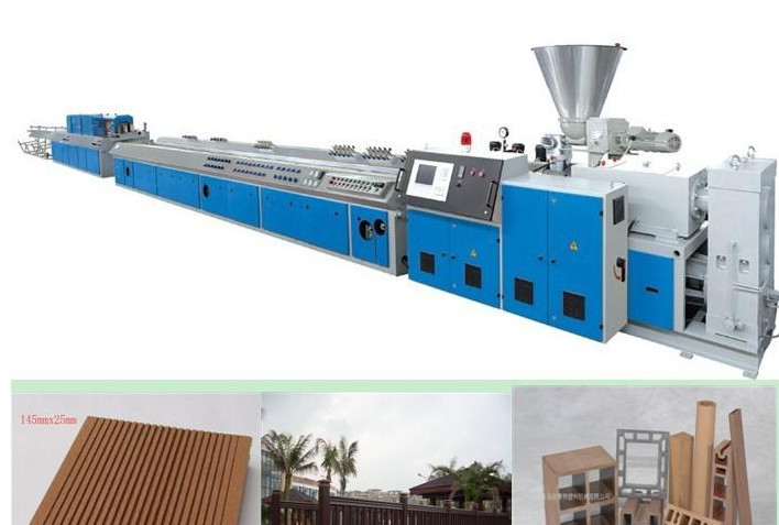 Low Consumption WPC Profile Production Line Conical Twin Screw Extruder 150kg/H