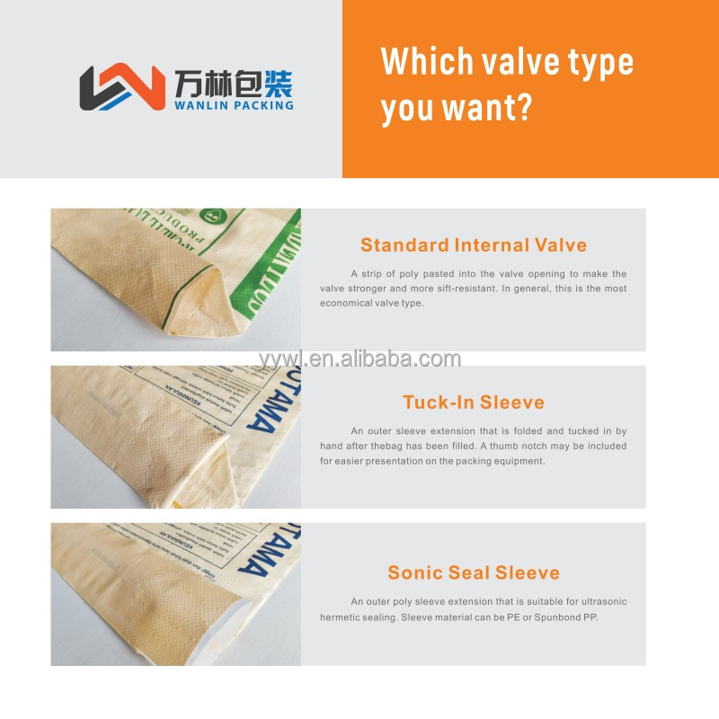 Cement Empty PP Valve Bag Block Bottom 25 KG 40 KG 50 KG