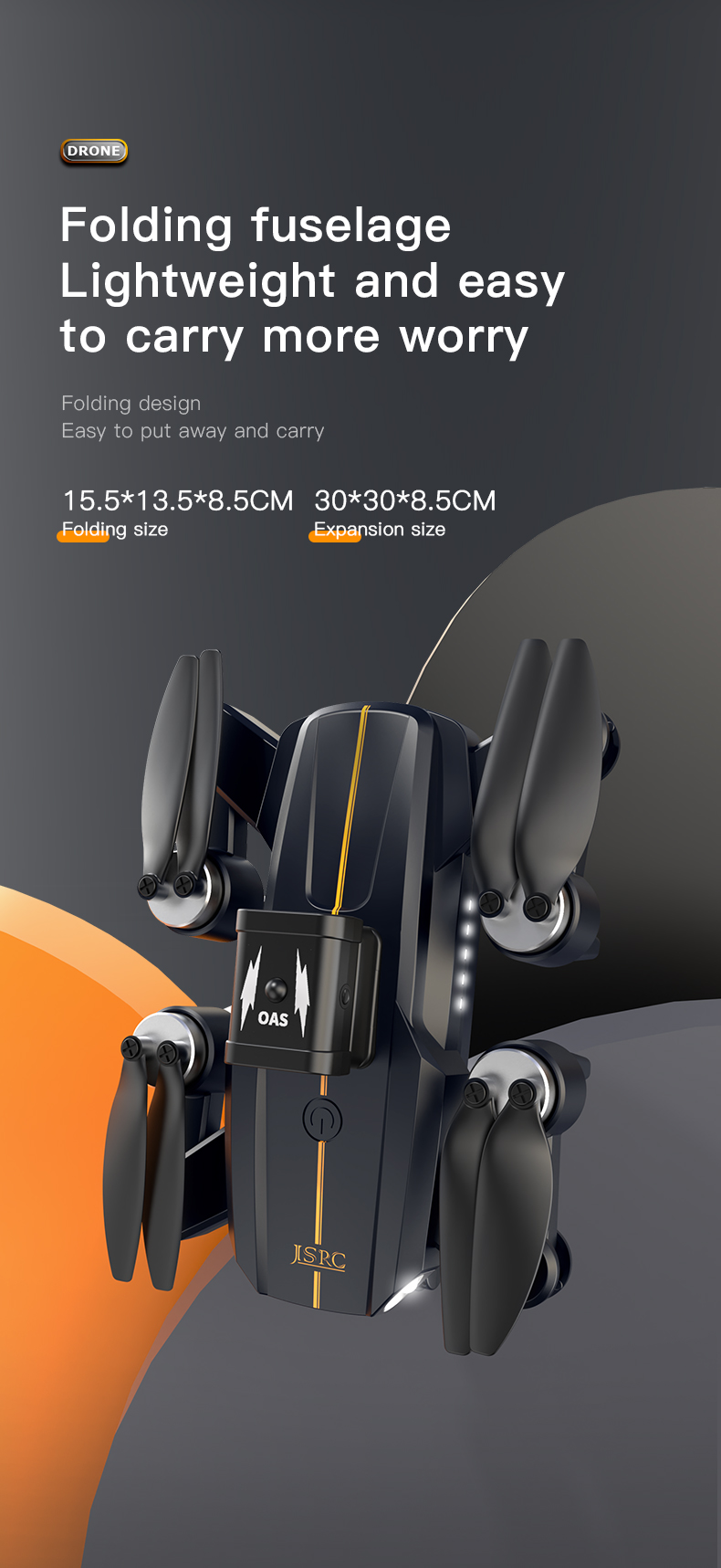 Js26 Foldable Entertainment Drones Beginner Operator Skill Level Optical Flow and One Key Takeoff / Landing for Hiking