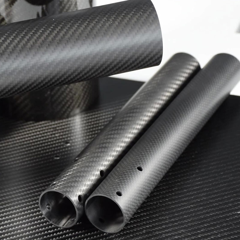 Twill Woven Finish Round 3K Carbon Fiber Tube High Strength Roll Wrapped