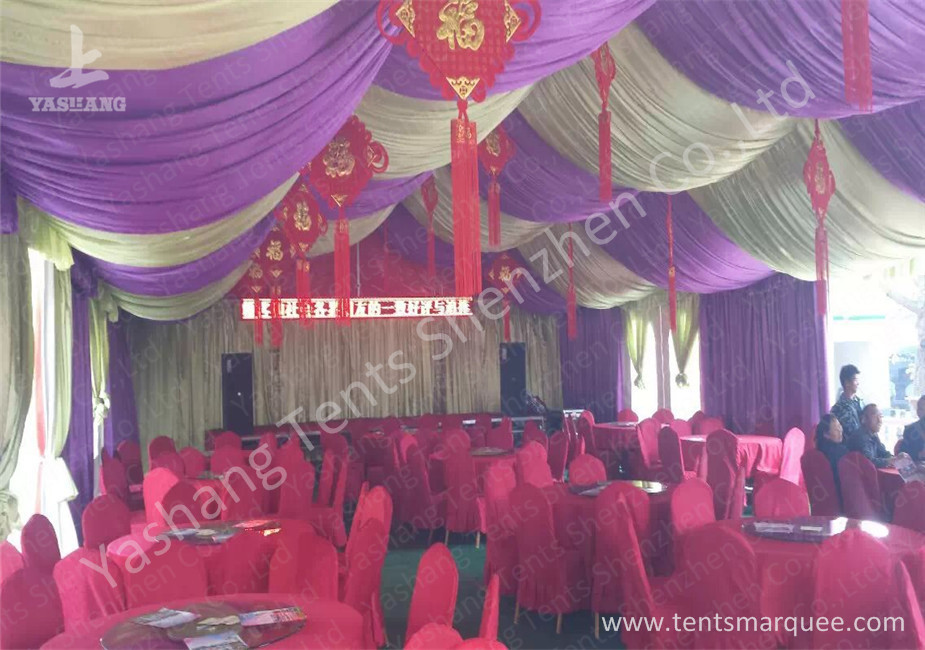 Hard Aluminum Skeleton Wedding Reception Tents Purple And White Lining Designed