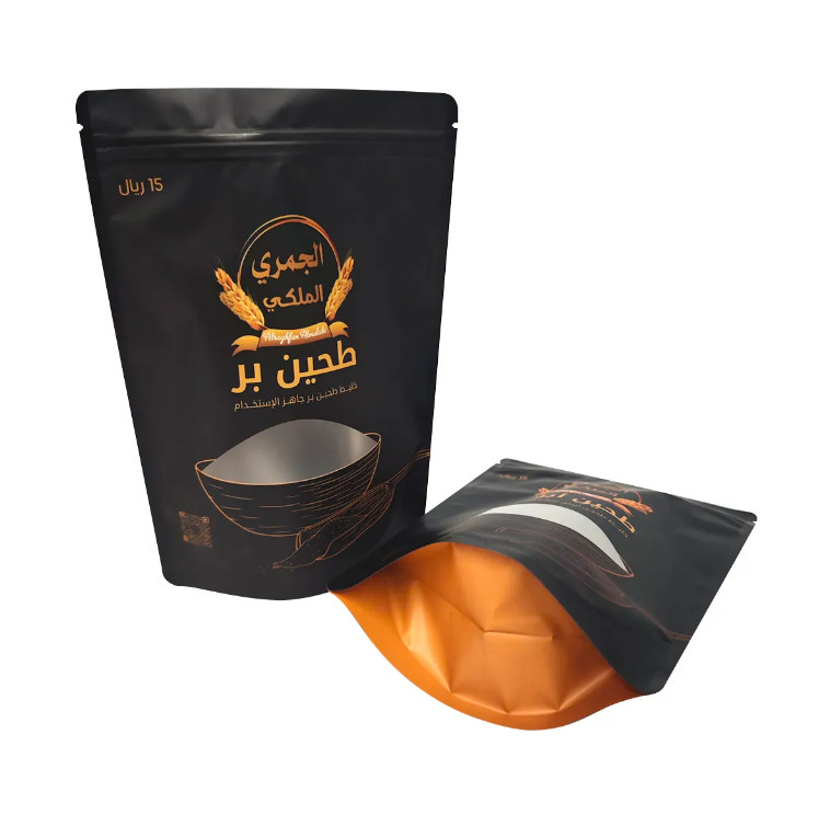 Custom Digital Printing Plastic Resealable Sugar Food Storage Packaging Bag With Ziplock Clear Window Stand Up Pouch