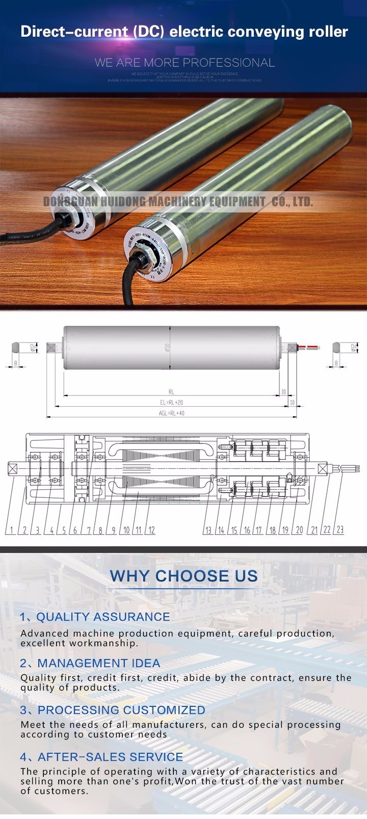Adjustable Speed AC Electric Conveyor Rollers With ISO Certification