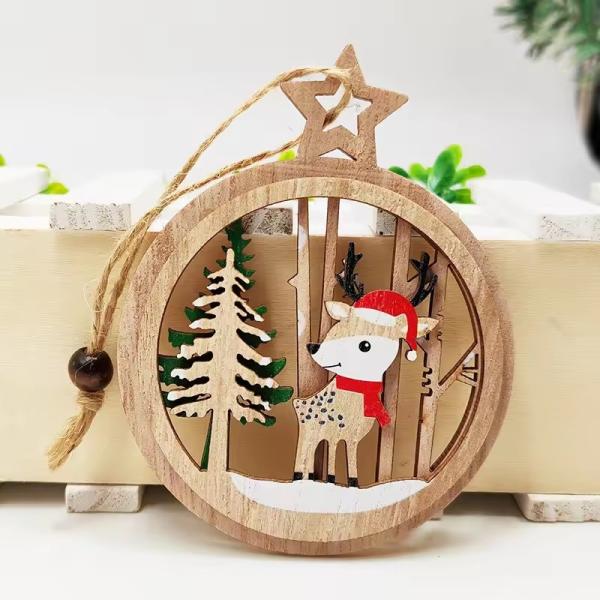2024 Hot sale of wooden Christmas hanging decorations to create a Christmas