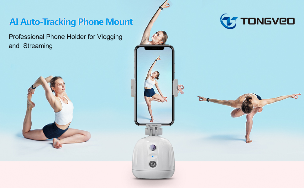 AI Powered Auto Tracking Phone Mount For Vlogging , Streaming And Video Calls