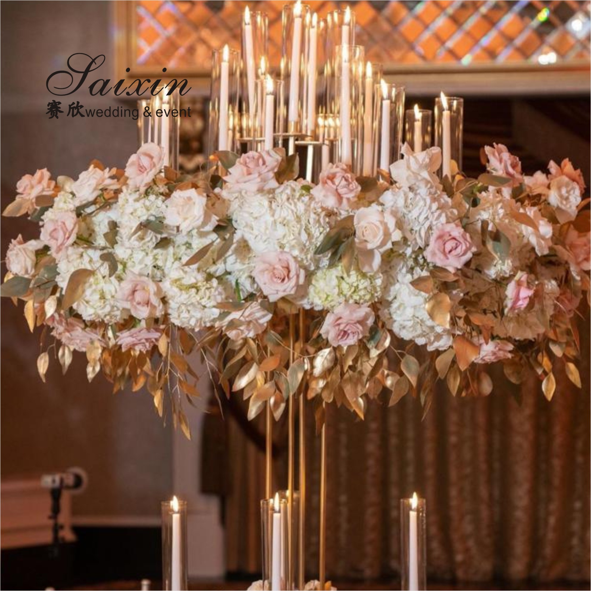ZT-101W Luxury Wedding Party 9 Arms Candlestick Holders For Wedding Supplies
