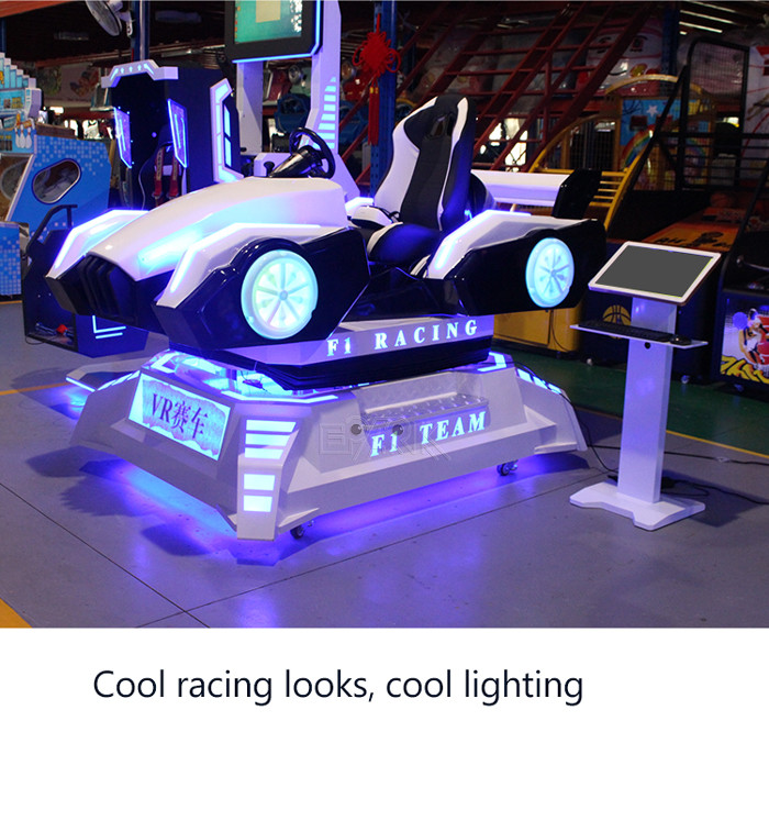 Four Wheel Drive Electric Car 9d Vr Simulator Fiberglass Material White Color