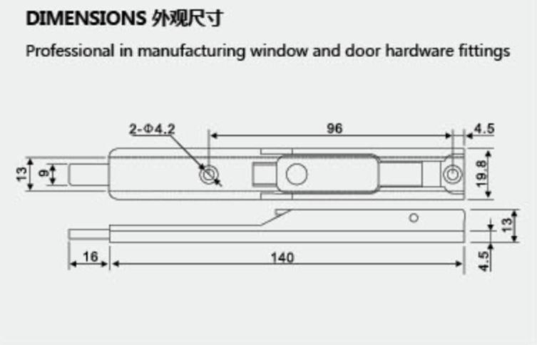 Stainless Steel 304 Smooth Flush Bolt Lock With Stainless Steel Insert