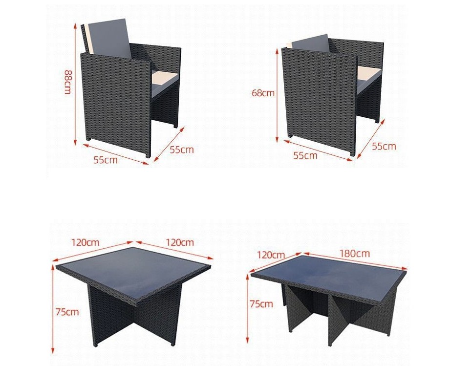 CE BSCI Wicker Dining Desk Outdoor Garden Patio Cubic Table Set Commercial