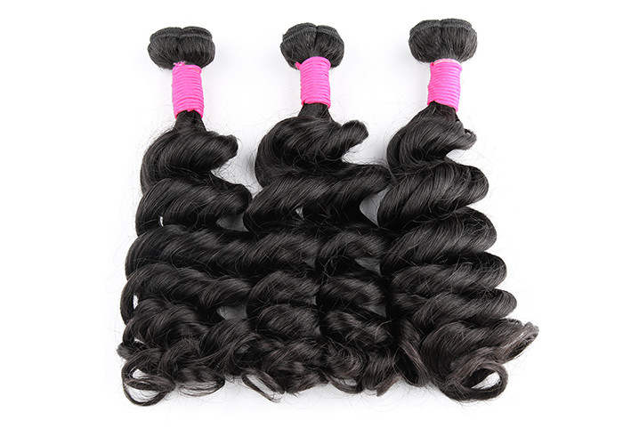 Natural Black Virgin Brazilian Human Hair Extensions Big Curl Type