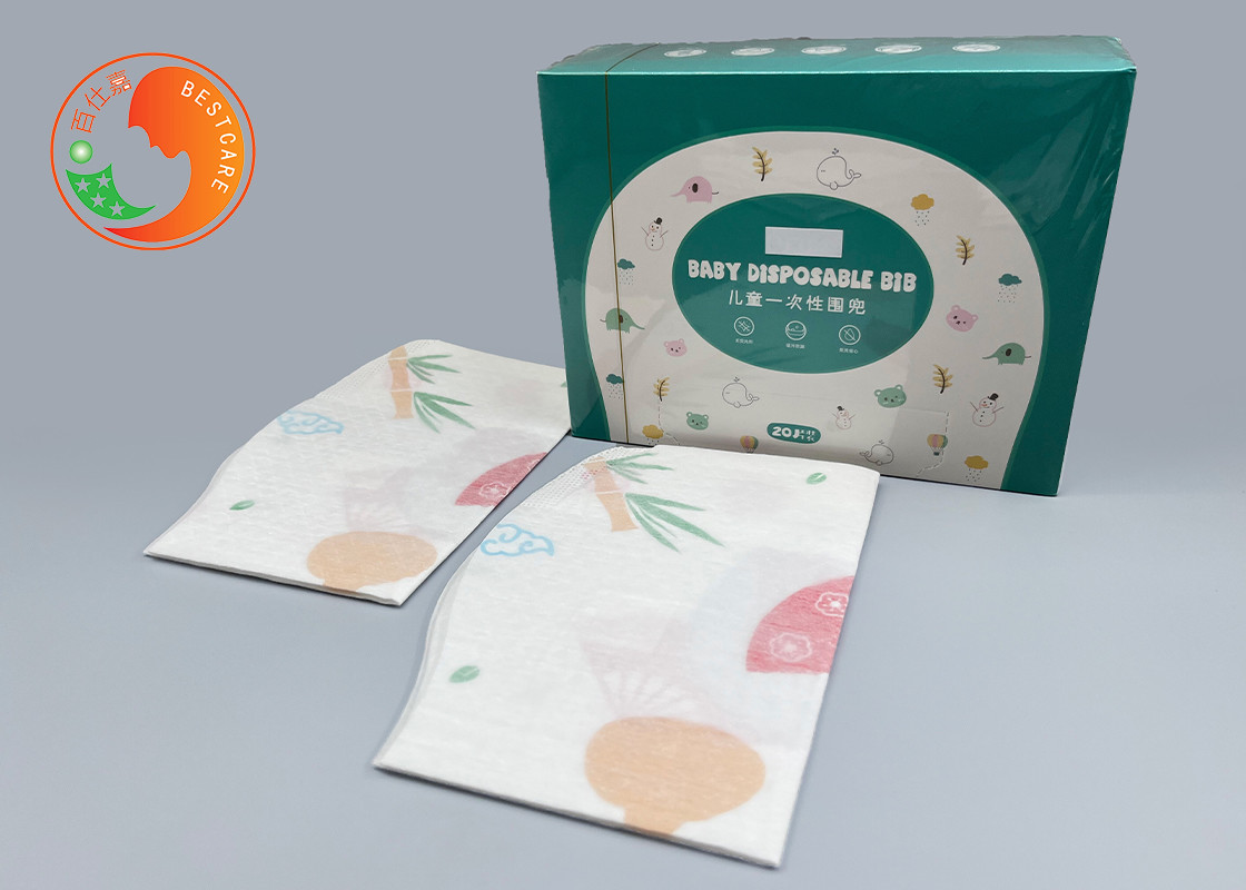 Bamboo material Disposable Baby Bibs Leakproof Pocket Snack Crumb Catcher