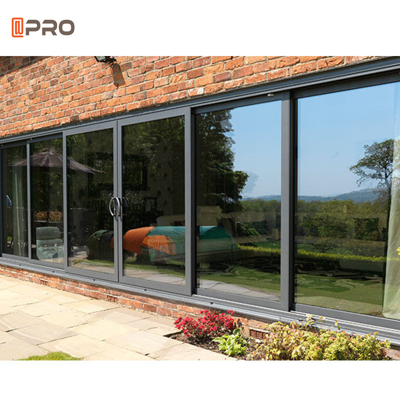 Double Glass Aluminum Patio Sliding Doors Hurricane Proof Impact 4 Tracks