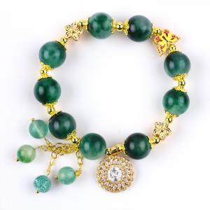 China Handmade Gemstone Beaded Bracelet Green Chalcedony Bracelet Adjustable Charm Bracelet For Party Daily Wearing on sale