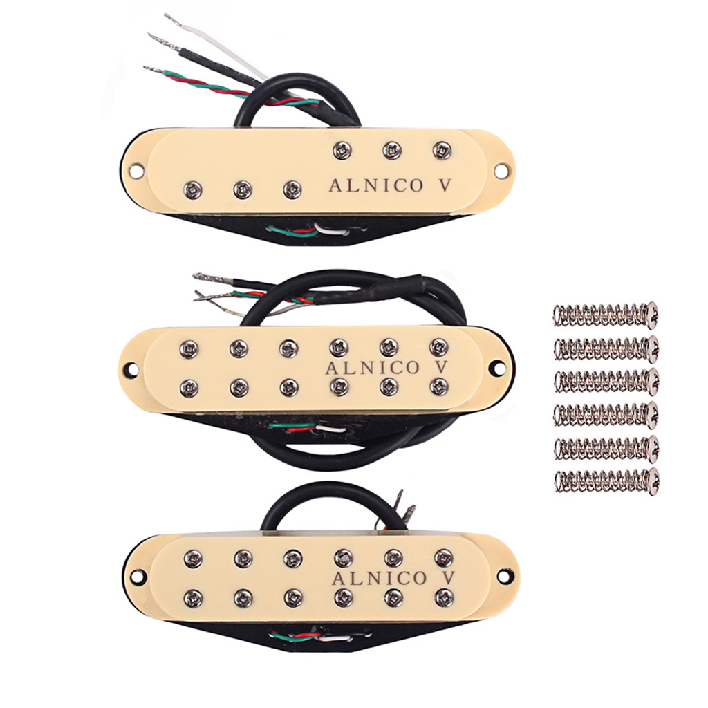 Alnico 5 Magnetic Guitar Pickups SSS Cream Covers Fender Stratocaster Pickup Set