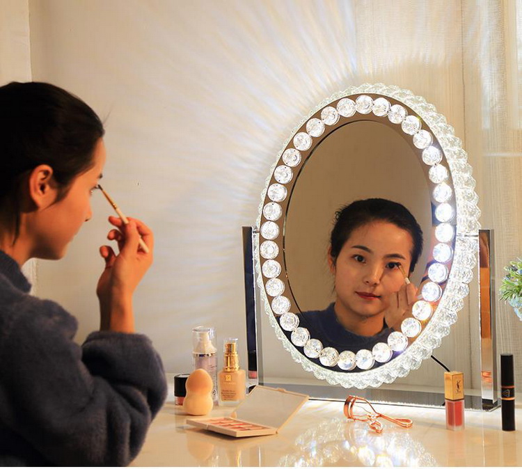 LED Light Up Makeup Mirror Crystal Vanity Mirror Hollywood Style