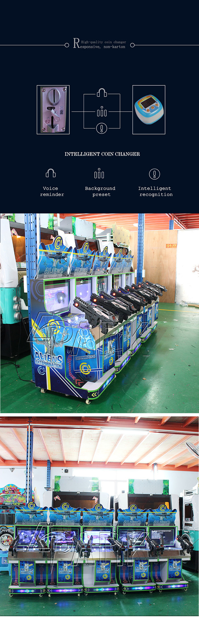 Alien Themed Shooting Arcade Machines , Two Players Video Game Simulator