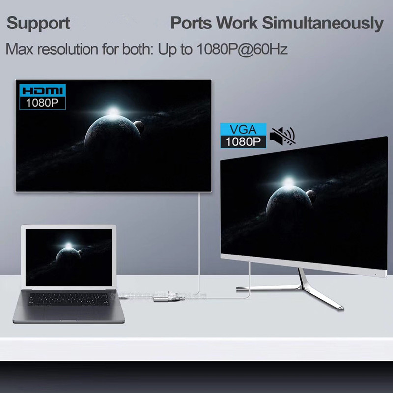 Mac OS X Macbook Pro Type C HDMI Hub USB C To VGA USB3.0 PD 87W