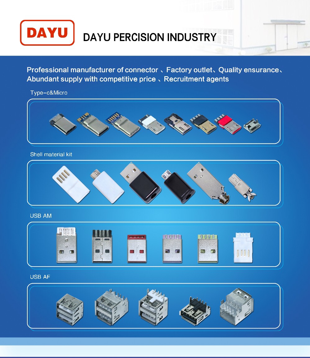 Usb 2.0 Male 4 Pin Micro Connector Copper Alloy / SPCC Shielding