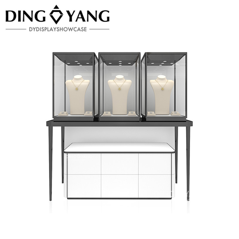 High End Custom Made Jewelry Showcase Factory, Professional Wood And Glass Jewellery Display Cases Manufacturer