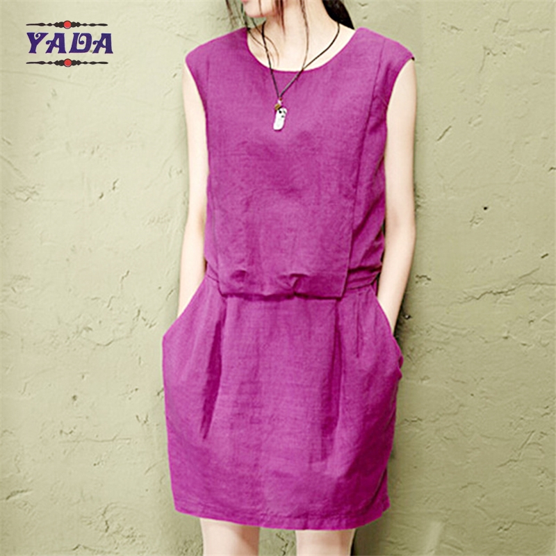 Slim solid color cotton linen vest women casual girls sexy night dress photos for ladies