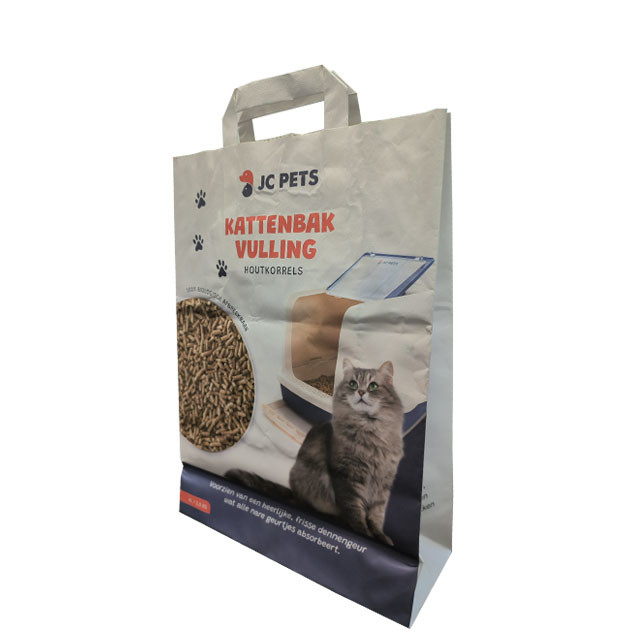 ISO9001 Custom Printed Biodegradable Paper Bags For Cat Litter Packaging