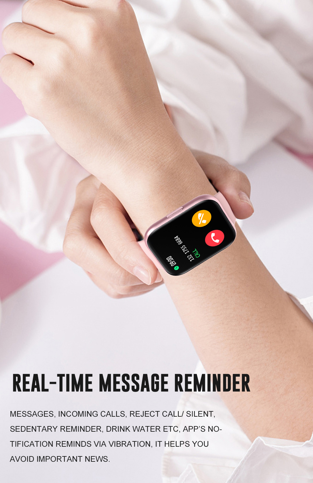 Large Screen 1.69inch Full Touch Smartwatch For Exercise Monitoring