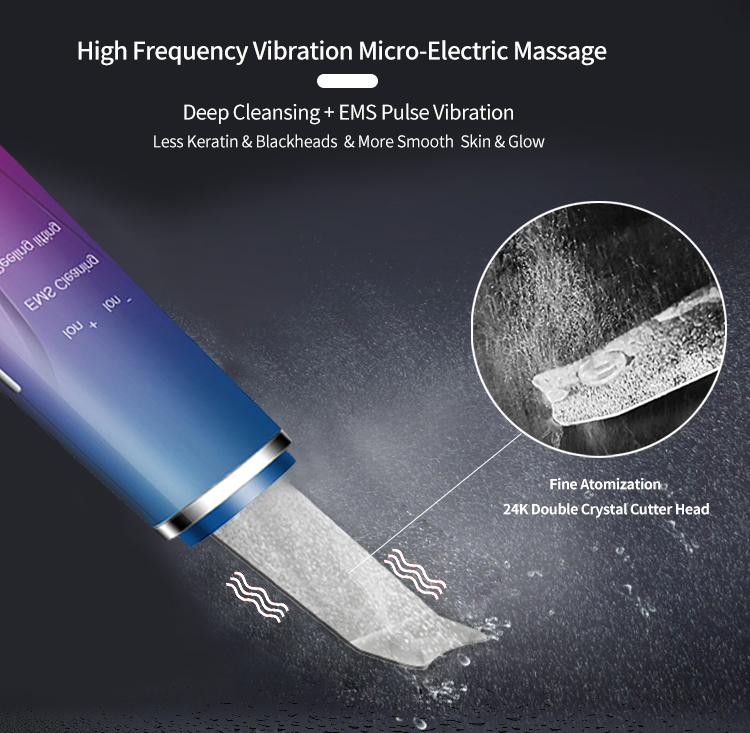 Wireless Ultrasonic Facial Spatula , Ion Cleaner Facial Skin Scrubber