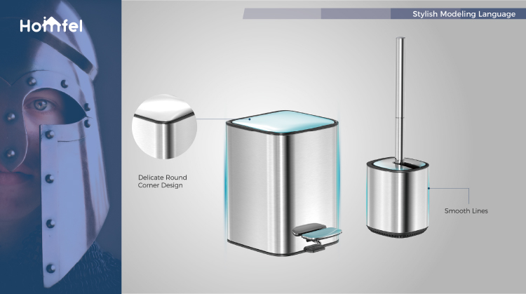 18L Stainless Steel Soft Close Square Pedal Trash Bin for Living Room and Office Foot Pedal Structure