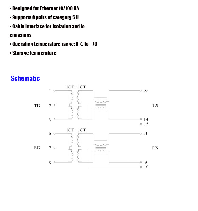 H1102NL 1000 BASE-T Modules Network Lan Transformer 16 PIN For Signal Conversion
