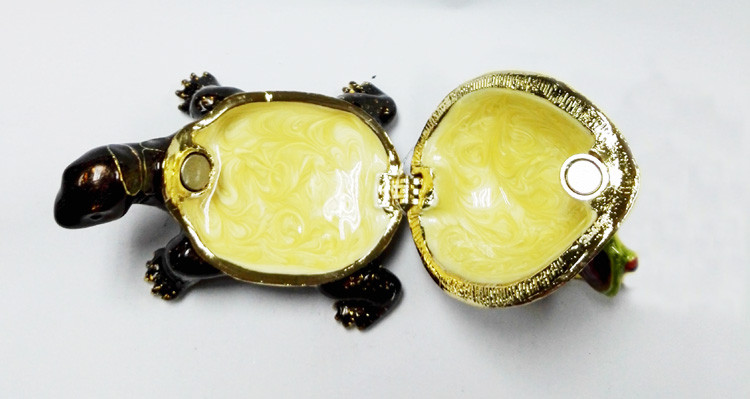 Fashion enamelled metal turtle jewelry box with turtle trinket box