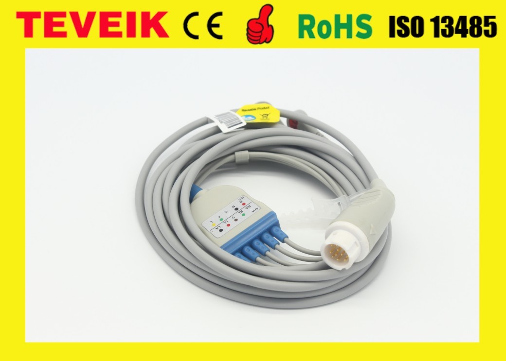 Teveik Medical Mindray Round 12pin 5Leads ECG Cable For Beneview T8 Patient Monitor