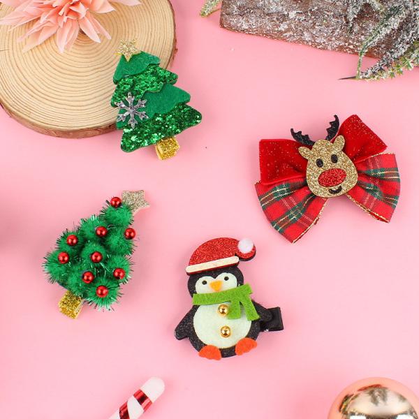 Christmas Girls Hair Accessories Set Hair Clips Christmas Bows Hair Clips Girls