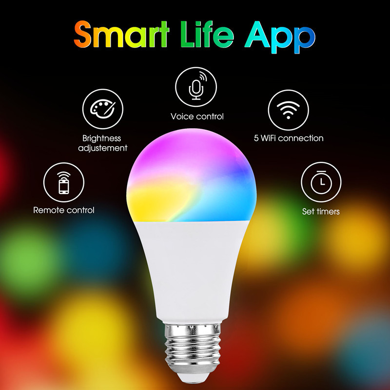 Dimmable E26 Smart WiFi LED Bulbs Works with Alexa Google Home 2700K-6500K RGBWW