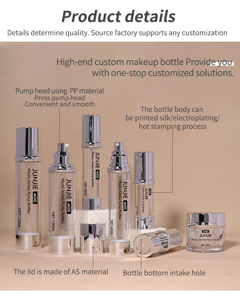 Round Shape Airless Cosmetic Pump Bottle 20ml 30ml 50ml 100ml Plastic Luxury Lotion Bottle