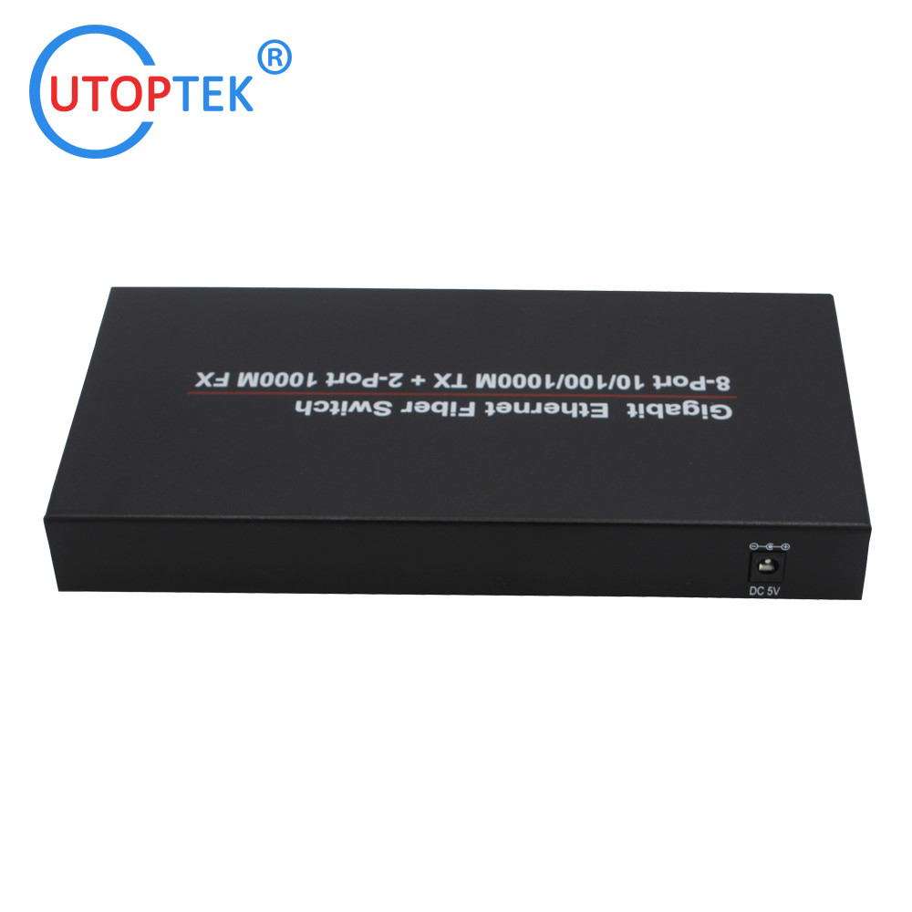 10/100/1000Mbps 8port RJ45+2port SFP/SC fiber ethernet media converter switch normal switch