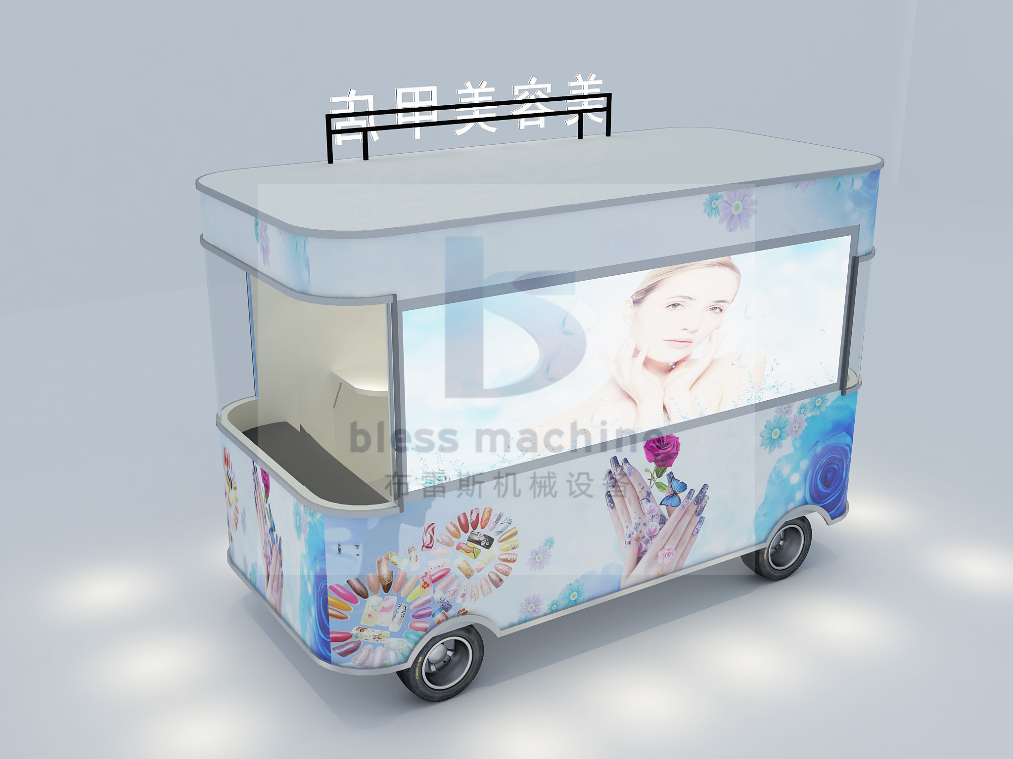 Mobile Salon in Technology with 4 Wheels and L420.00cm*W180.00cm*H230.00cm Dimensions