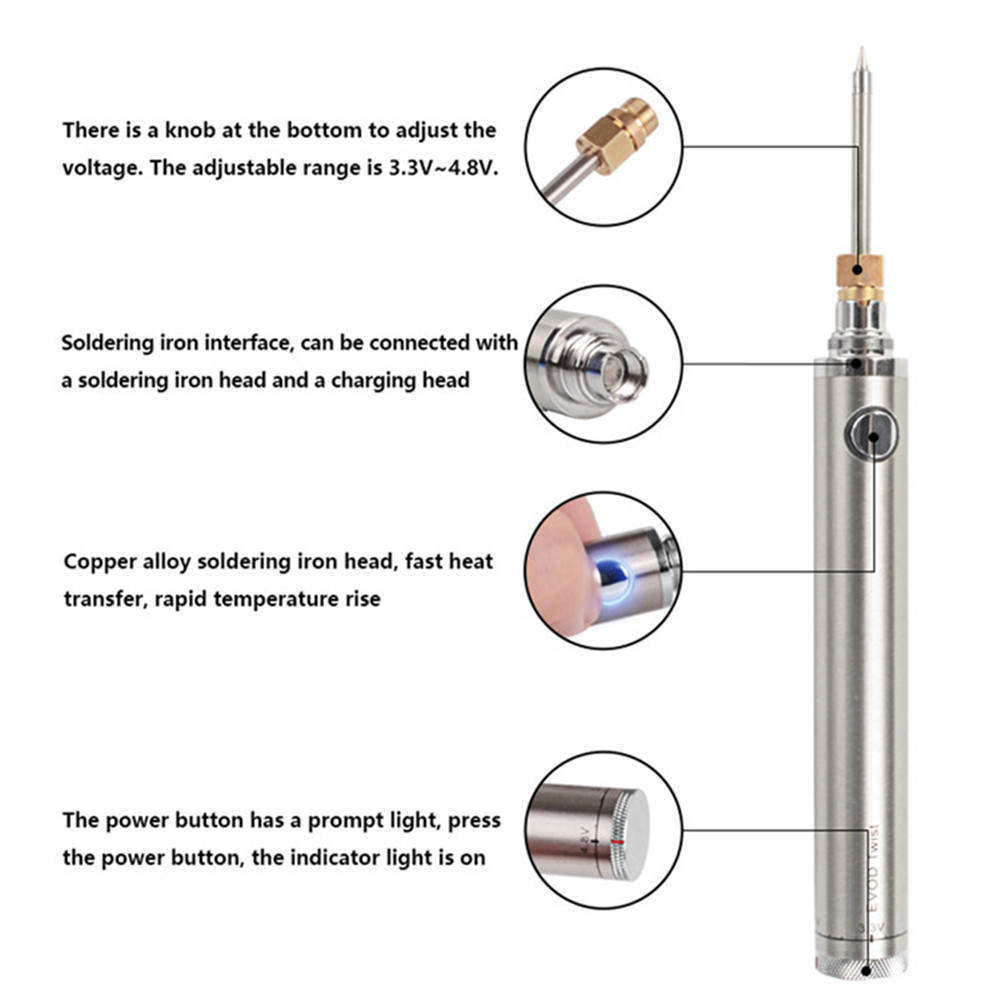D03S 5V 8W USB Wireless Soldering Iron 16600 1300mAh Battery
