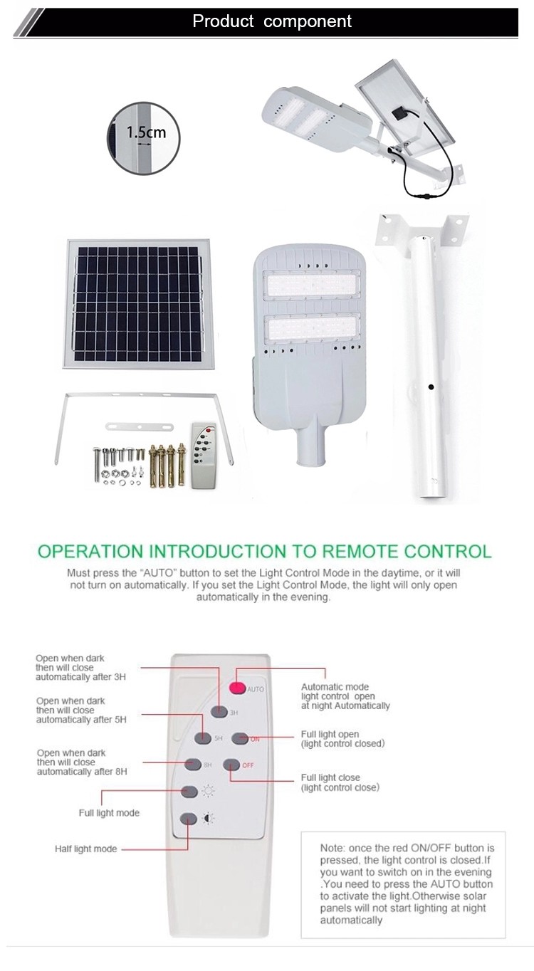 Super Brightness Solar LED Street Light 2700-6500K CCT 50000H Working Lifetime