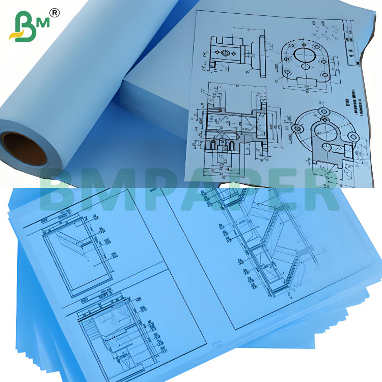 2 inch Core Size Clear Image Double Side Blue Plotter Paper Rolls